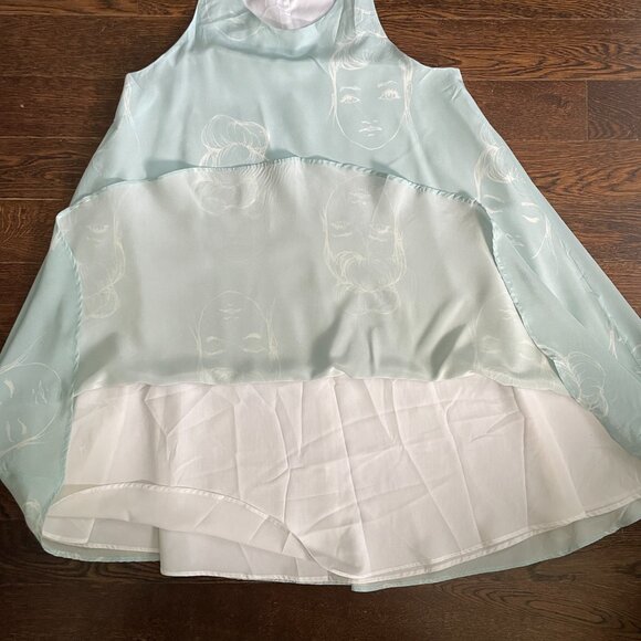 100% silk retro fabric flowy dress by Canadian Designer Noémiah-Small - Picture 3 of 11